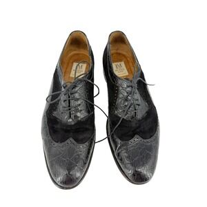 Vintage‎ Michele Loisi Croc Embossed Suede Wingtip Oxford Mens Size 11.5 M Italy